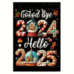 Happy New Year Garden Flag Holiday Gingerbread Outside Home Decor Brand New